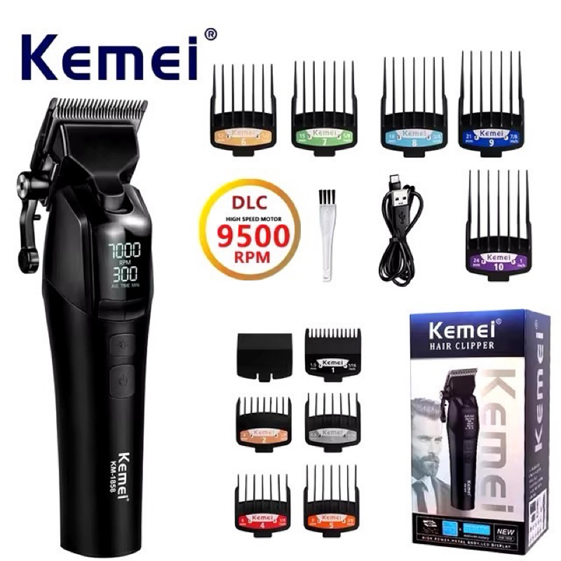 Kemei km1858 ปัตตาเลี่ยนตัดผมไร้สายมีจอบอกสถานะแบต ปรับระดับความแรงได้ สูงสุด 9000rpm(รอบ)