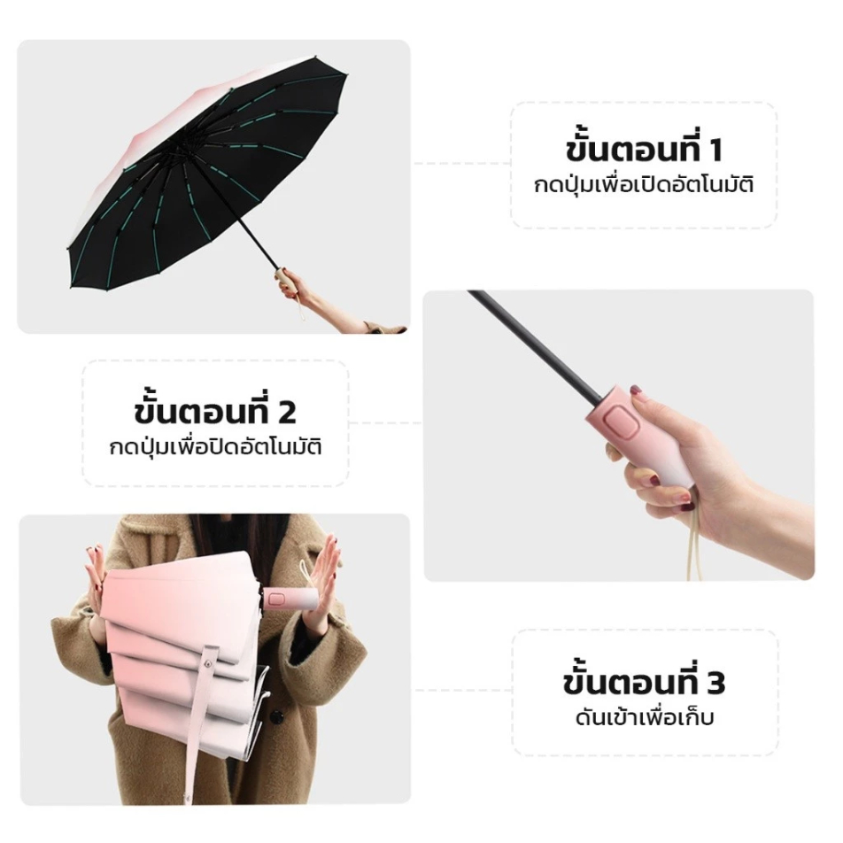 Shimanto ร่มพับอัตโนมัติ กันฝน กันแสงแดด UPF 50+ ขนาดเล็กพกพาสะดวก - รูปที่ 4