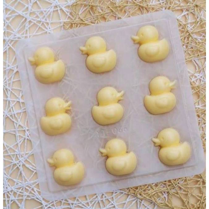 แม่พิมพ์ขนม พิมพ์พลาสติก พิมพ์วุ้นรูปเป็ด ขนาด 9 ช่อง สีขาว