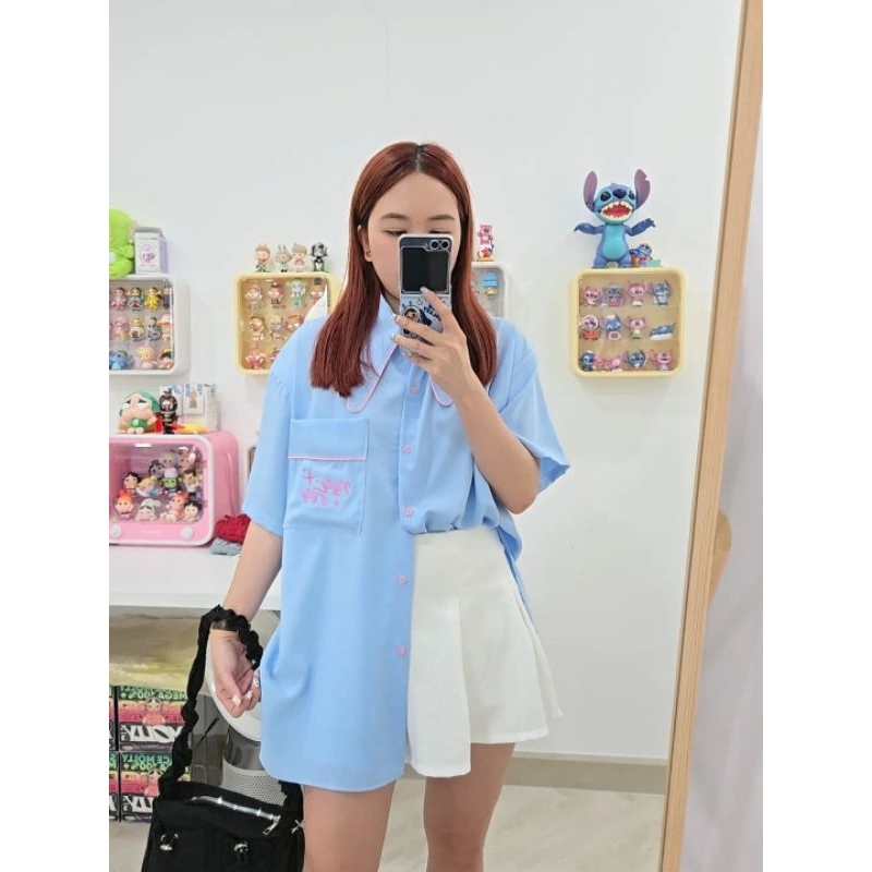 พร้อมส่ง Pabo shirt เสื้อเชิ้ตผู้หญิง คอปกบันนี่ ผ้านิ่ม อก48นิ้ว - รูปที่ 3