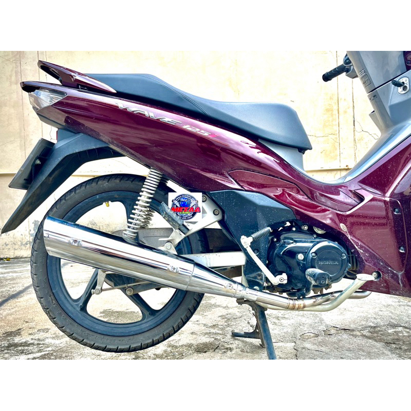 ท่อW125i ปี23-24 ผ่าหมกกึ่งเปิด ปลายทรง125 เงา คอไล่