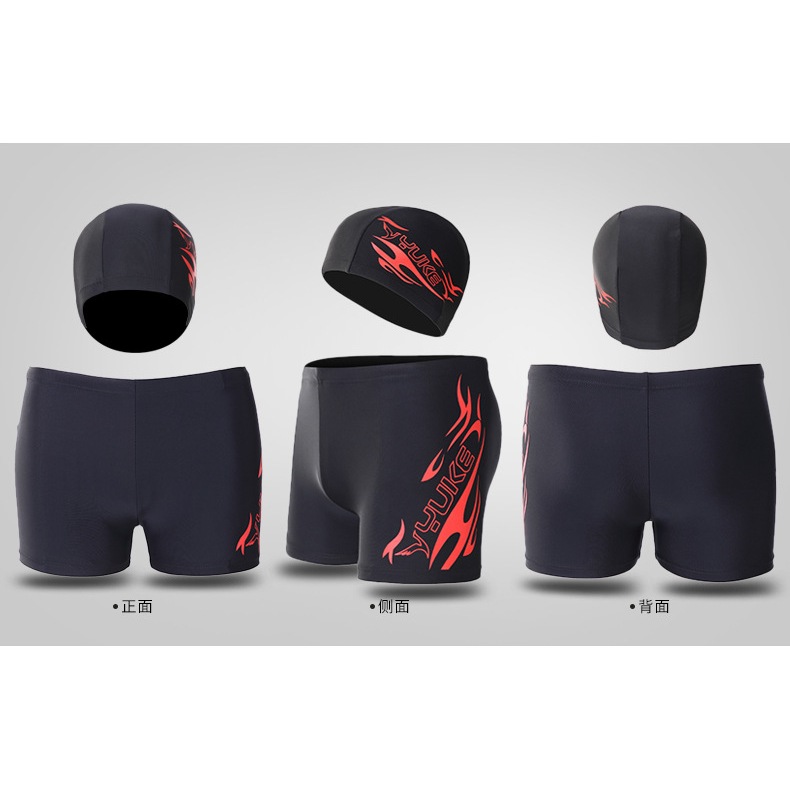 กางเกงว่ายน้ำผู้ชาย บ็อกเซอร์ ชุดว่ายน้ำทรงเพรียวแห้งเร็วขนาดใหญ่สำหรับผู้ใหญ่ ชุดแว่นตาและหมวกy15 - รูปที่ 4