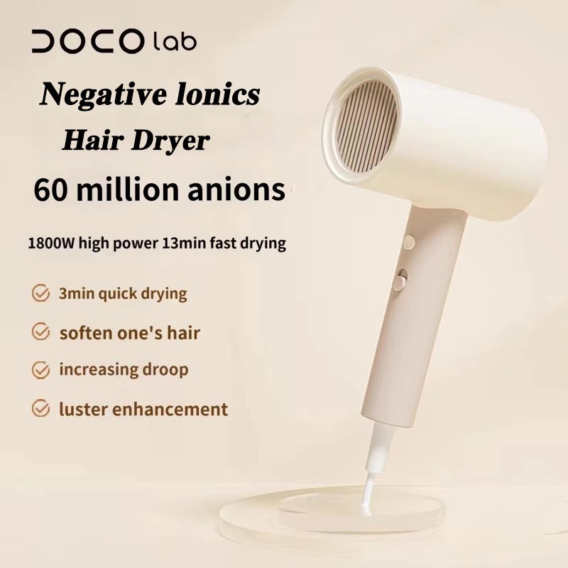 Dodocool Negative Ion Hair Dryer ไดร์เป่าผมแบบพกพา ปรับความเร็วลมได้ 2 ระดับ ปรับลมร้อนและเย็นได้ แห