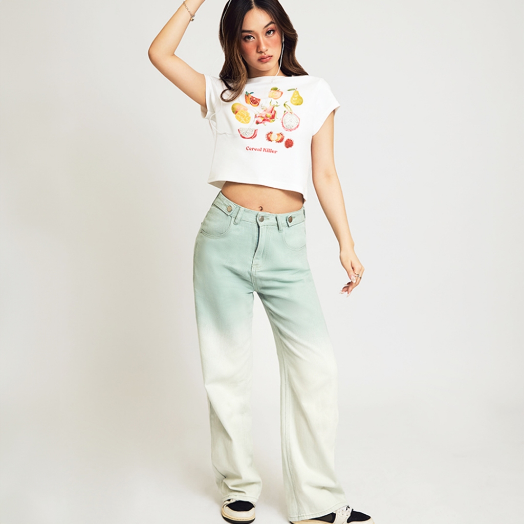 [CEREAL KILLER] กางเกงยีนส์ขายาว รุ่น Ombre Jeans สี Mint Green(CK024)