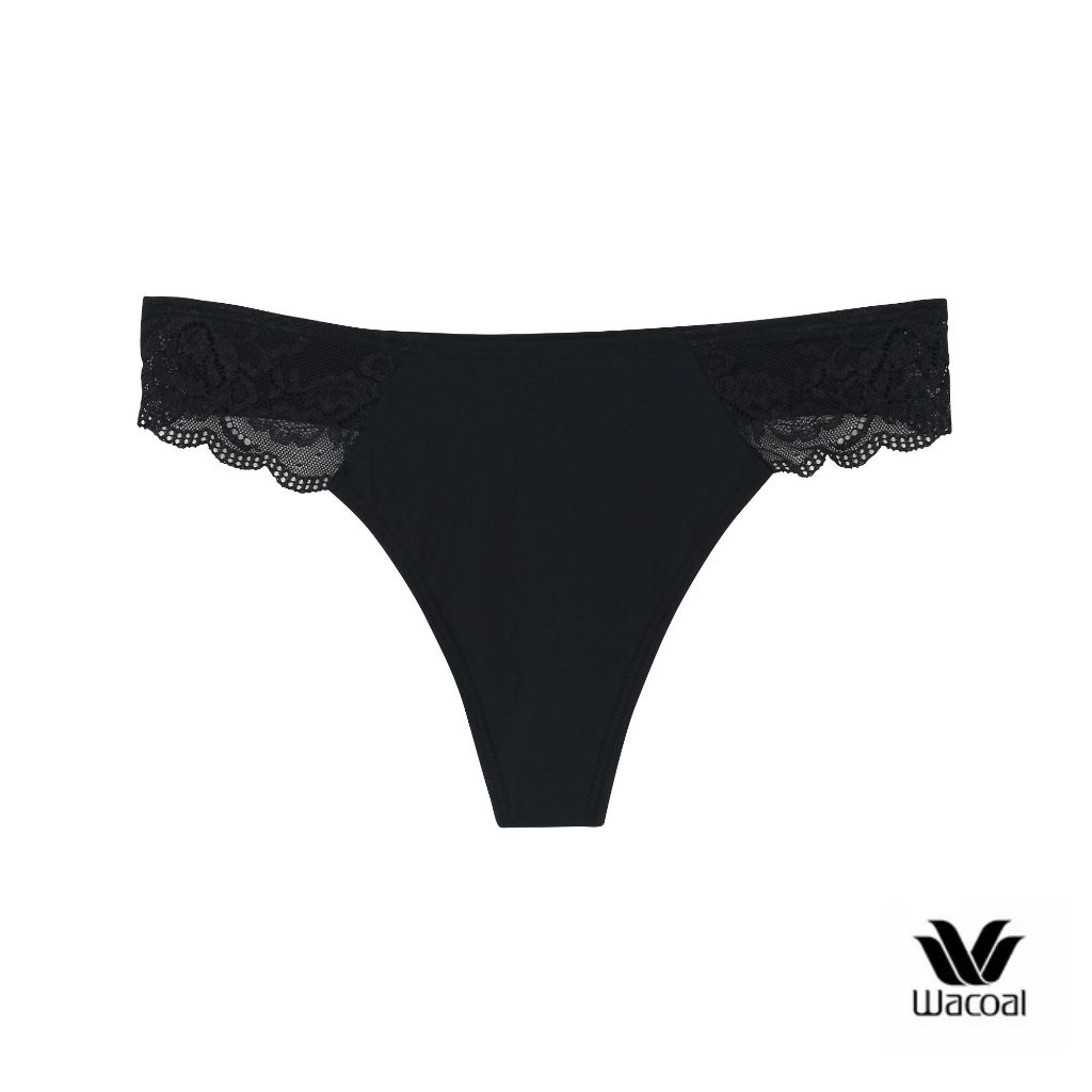 Wacoal Panty กางเกงในลูกไม้ รูปแบบจีสตริง (THONG) รุ่น WU7C22 สีดำ (BL)