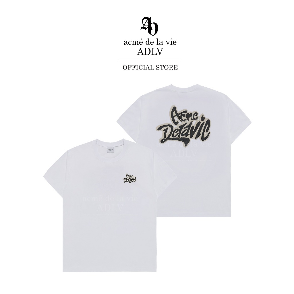 ADLV [acme de la vie] เสื้อยืด Oversize รุ่น Graffiti Font Logo Short Sleeve T-Shirt (Overseas Exclusive) White