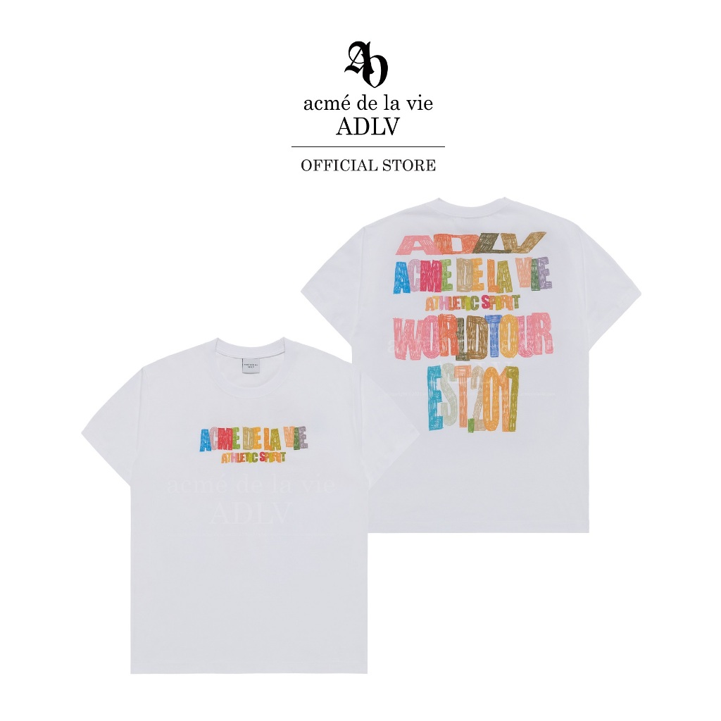 ADLV [acme de la vie] เสื้อยืด Oversize รุ่น Crayon Drawing Logo Short Sleeve T-Shirt White (50122SCDSSU_F4WTXX)