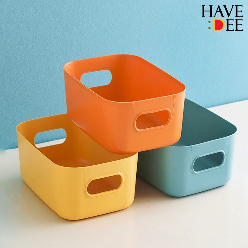 Havedee กล่องเก็บของ มี 3สี 2ขนาด กล่องพลาสติก ใส่ของ ตะกร้าเก็บของอเนกประสงค์ เก็บเครื่องสำอาง - รูปที่ 3