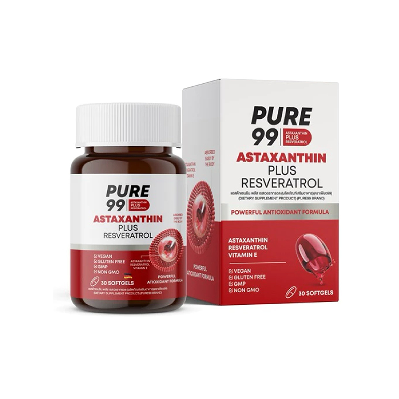Pure99 Astaxanthin Plus Resveratrol แอสตาแซนธิน แบบเม็ด