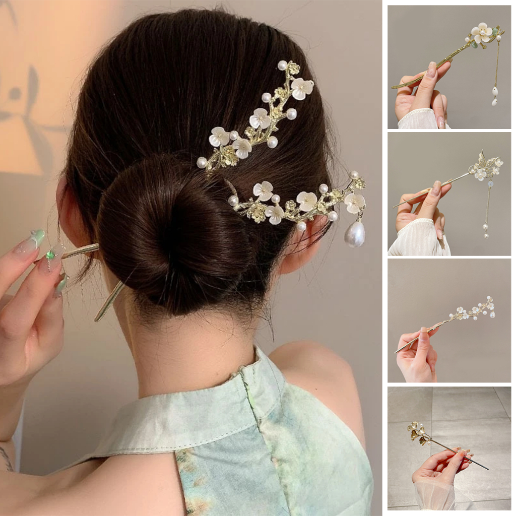 ปิ่นปักผมจีนโบราณ ประดับผมจีน ลายสวย สไตล์เรียบง่าย 1ชิ้น - รูปที่ 2