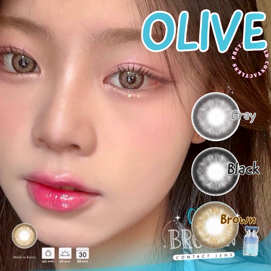 🩵 Olive สายตาปกติ ถึง -6.50 ตาโต บิ๊กอาย : iLens Gray Brown Black
