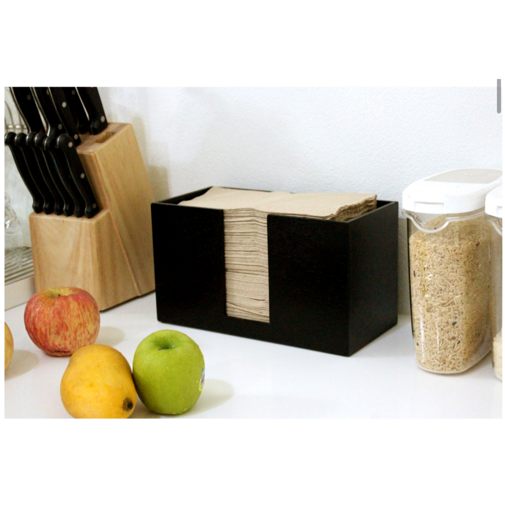 TJWW WOODEN PAPER TOWEL BOX BARONV2 กล่องใส่ทิชชู่ กระดาษอเนกประสงค์แบบแผ่น สีดำ ทำจากไม้ ราคา ถูกที่สุด ดีลบีเคเค แกลเลอรีภาพที่ 2