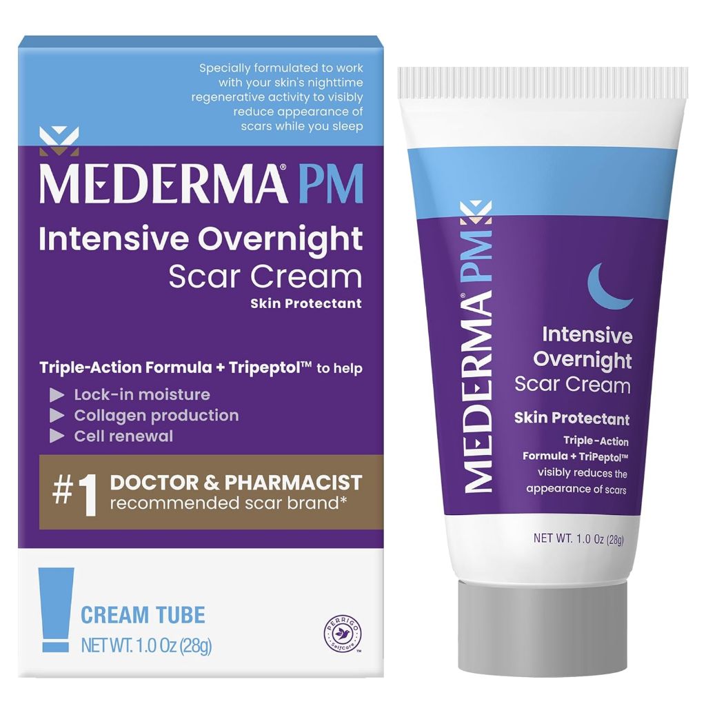 ʕ•́ᴥ•̀ʔ USA ครีมลดรอยแผลเป็น Mederma® PM Intensive Overnight Scar Cream 1oz รักษาแผลเป็น เห็นผลดีที่สุด