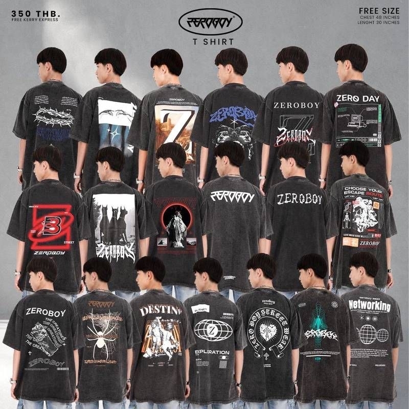 ZEROBOY- เสื้อผ้าฟอกลายสกีน Oversize Unisex