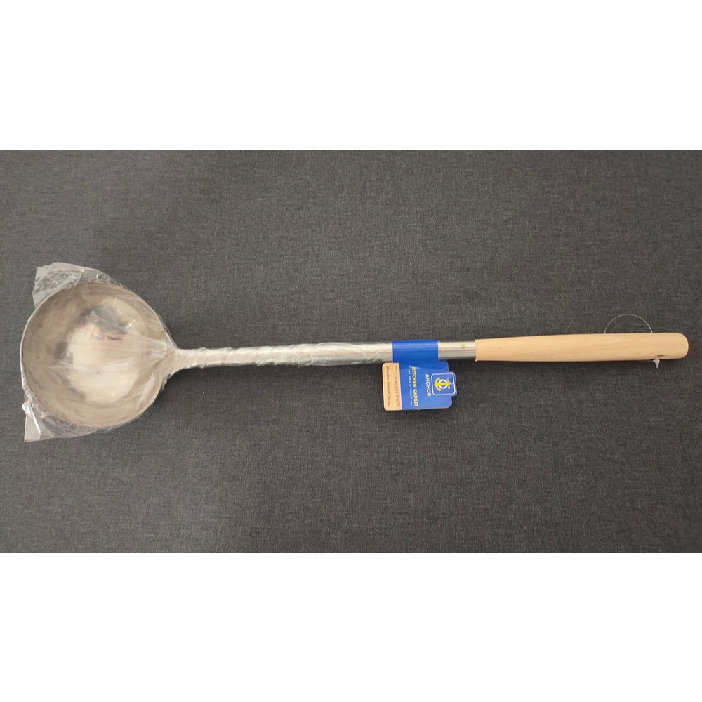 กระบวยสแตนเลส ด้ามไม้(ปิดร่อง)ขนาด4