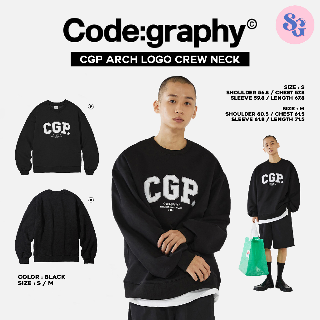(พร้อมส่ง) เสื้อสเวตเตอร์สกรีนโลโก้ Code:Graphy - CGP ARCH LOGO CREW NECK