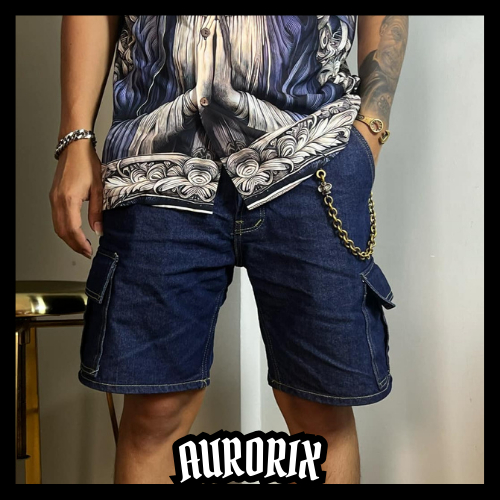 CGK คาโก้กระเป๋าข้าง ขาสั้นวินเทจ Aurorix รุ่น คาโก้กระเป๋าข้าง