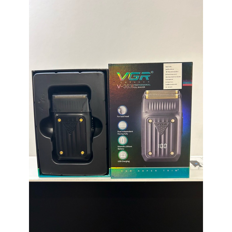 VGR vgr363 เครื่องโกนหนวดไฟฟ้า เครื่องโกนหนวดโกนเครา  มีจอบอกสถานะแบต รุ่นใหม่ สีดำด้าน