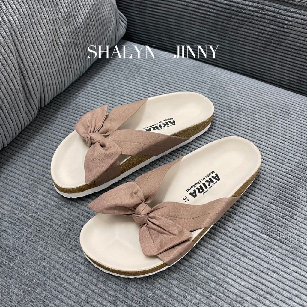 (มีไซส์ใหญ่) รองเท้าแตะ รุ่น JINNY ผูกโบว์ มี 2 พื้น ลุยน้ำได้ เบา สบาย #shalyn