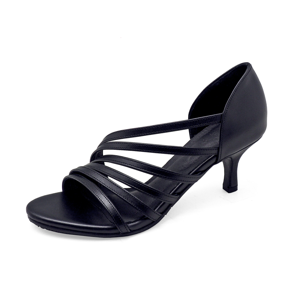 TAYWIN(แท้) รองเท้าแตะส้นสูงหนังแท้ ผู้หญิง รุ่น HSV-24 หนังนิ่มสีดำ