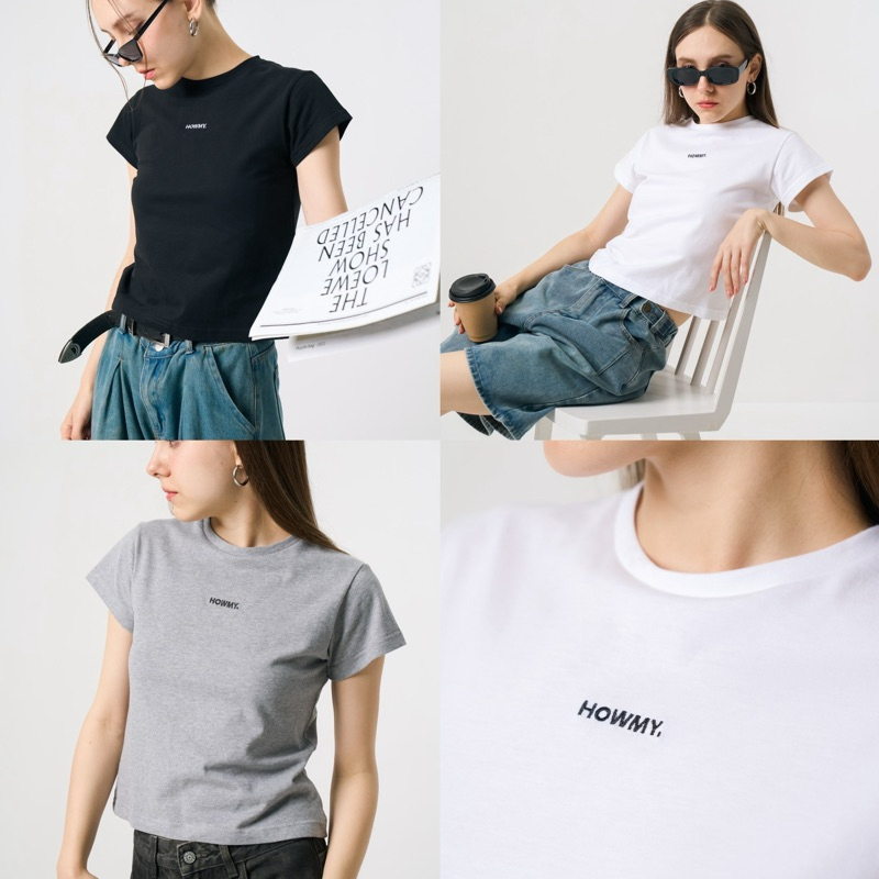 Howmy Baby Tee เสื้อยืด สีขาว และ ดำ เสื้อยืดผู้หญิง