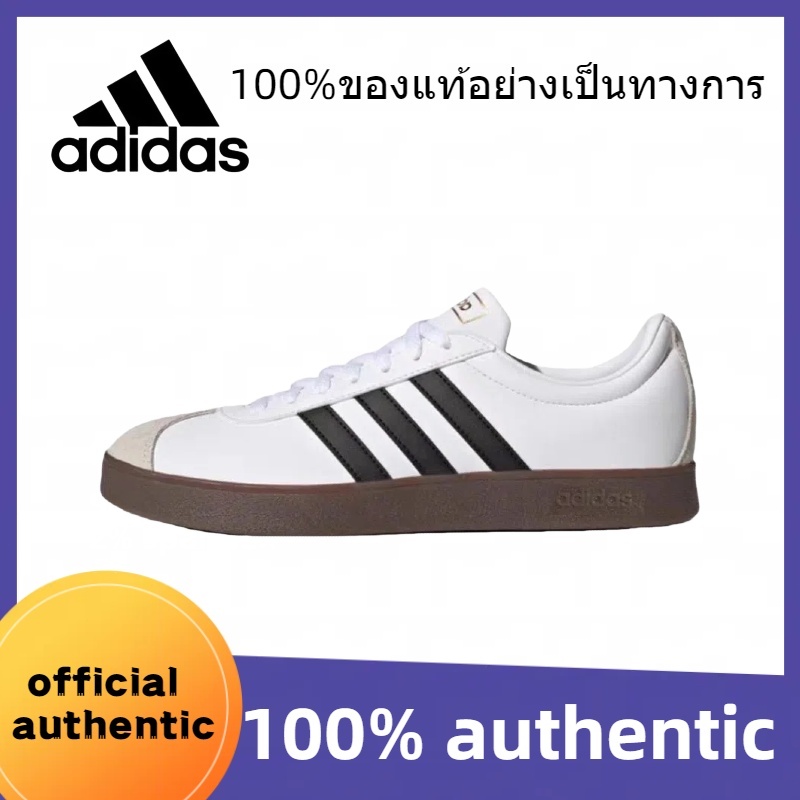 【ของแท้ 100%】Adidas VL Court สีดําสีขาวและสีเทายางดิบชายและหญิงรองเท้าฝึกซ้อมเยอรมันแบบสบาย ๆ รองเท้