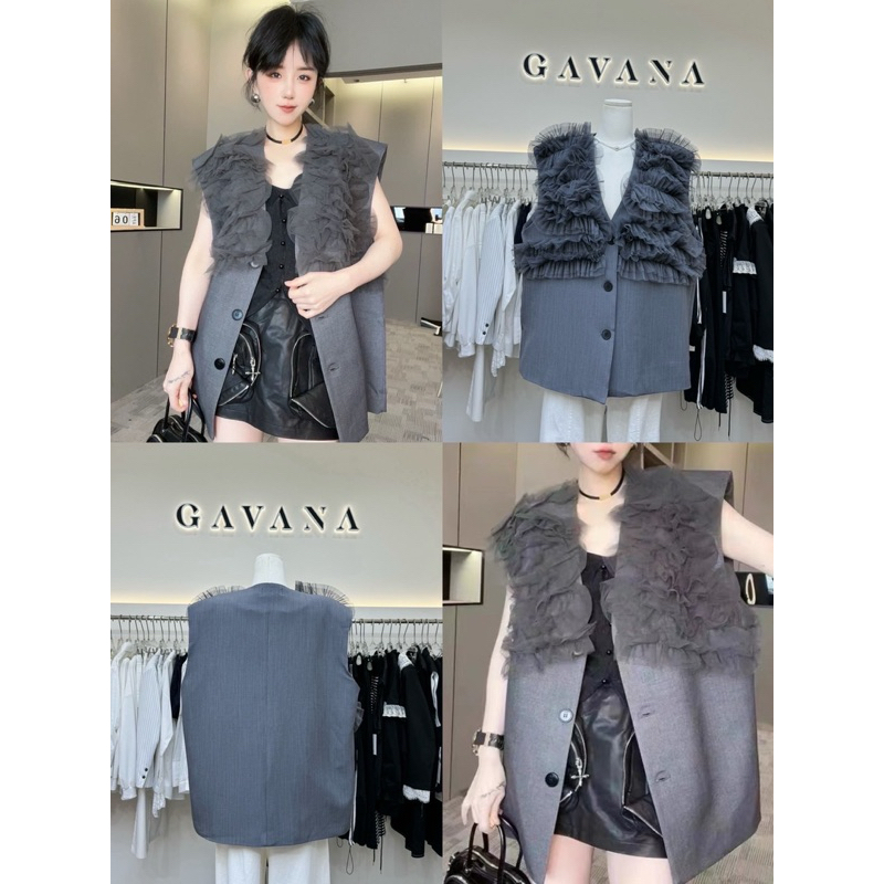 📌ทักก่อนสั่ง📌เสื้อกั๊กแต่งระบาย อก48“ Gavana