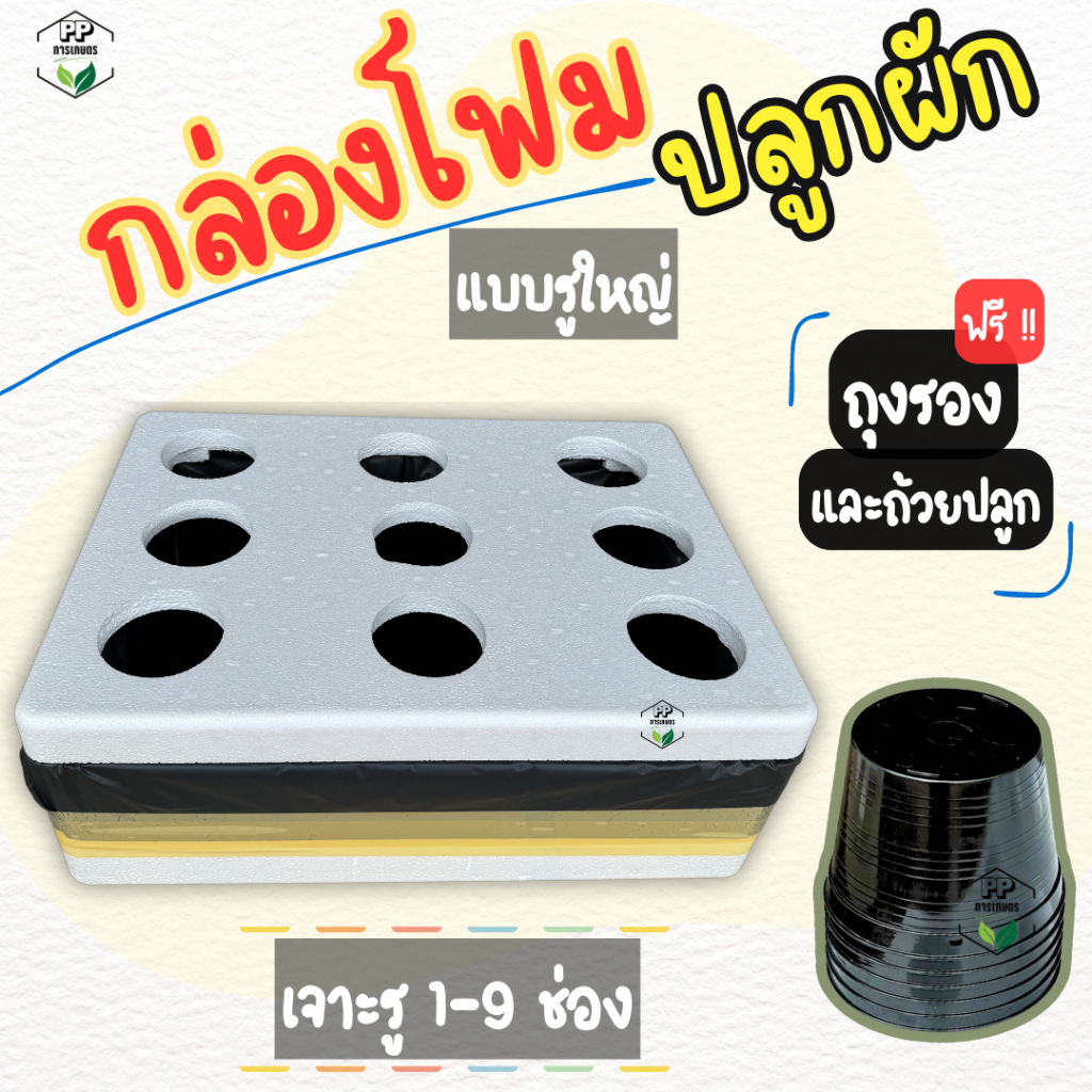 กล่องโฟมเจาะรู 3 นิ้ว พร้อมถ้วยปลูก และ ถุงรองกล่องโฟม