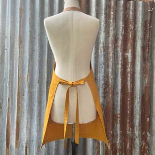 ผ้ากันเปื้อน สีเหลืองมัสตาร์ด ผ้าคอตตอน 100% เนื้อหนานุ่ม