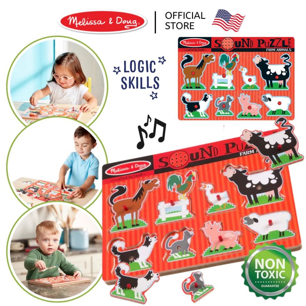 (ของแท้ USA) จิ๊กซอว์หมุด มีเสียง รุ่นสัตว์ Melissa & Doug Sound Puzzle Farm 726 ไม่เหมือนใคร