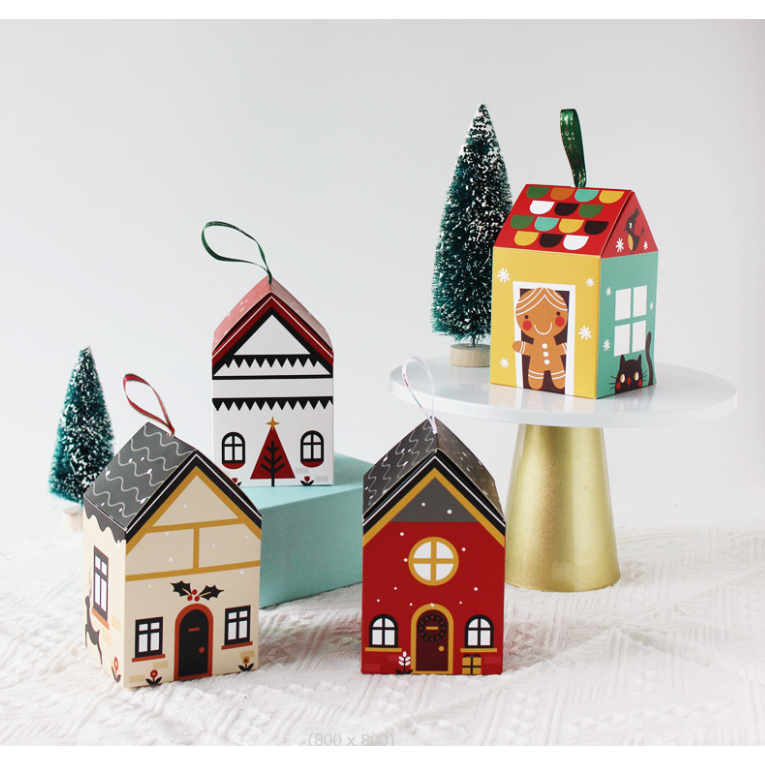 กล่องบ้าน ลายน่ารัก คริสมาส ใส่ของขวัญ น่ารักๆ