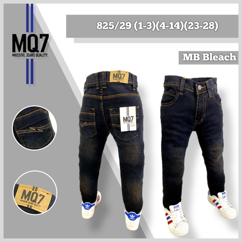 ยีนส์ยืดเดฟ กางเกงยีนส์เด็ก ทรง skinny fit สี ยีนส์ฟอกสนิม ป้าย MQ7 รุ่น 825/29