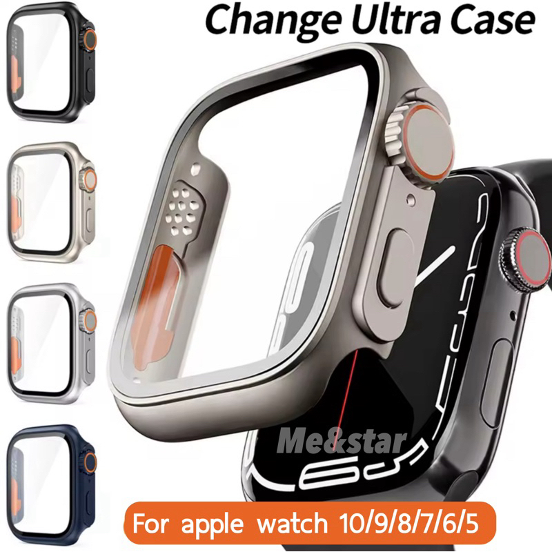 เคสนาฬิกาข้อมือ PC กระจก สําหรับ Apple Watch 40 มม. 41 มม. 45 มม. 44/46 มม. iWatch 11 10 9 8 7 es 6 5 4 เคสกระจก iwatch