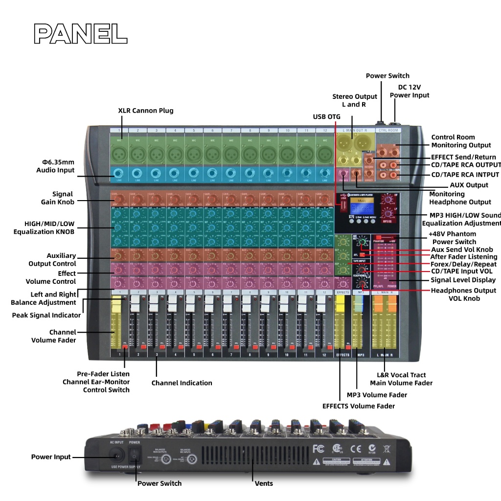 YAMAHA CT-60S CT-80S CT-120S Series Stereo Mixer 6 8 12 Channel Bluetooth USB MP3 Audio Mixer - รูปที่ 4