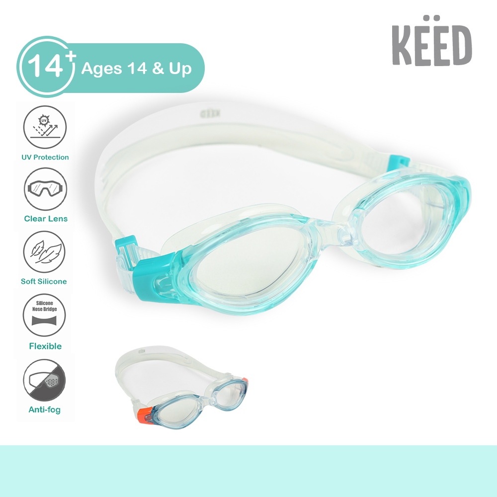 KEED :แว่นตาว่ายน้ำเลนส์ใส เหมาะสำหรับน้อง 14 ขวบขึ้นไป *GS5*