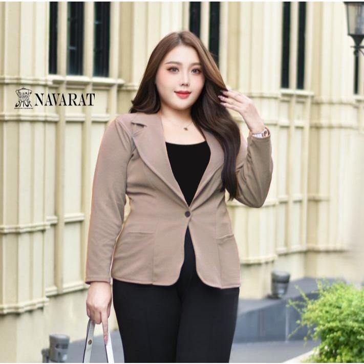 เสื้อเบลเซอร์ทรงสูทไซค์ใหญ่ อก42-58นิ้ว ผ้ายืดได้ **แนะนำใส่แบบพอดีตัว ไม่ต้องเผื่อไซค์นะคะ - รูปที่ 6