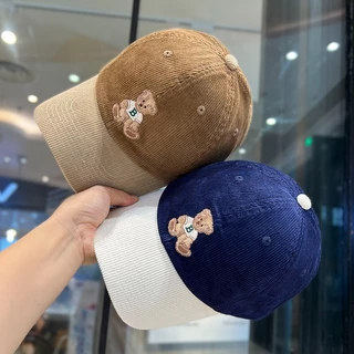 พร้อมส่ง หมวกแก๊ปสไตล์เกาหลี ผ้าลูกฟูก งานปักหมี🐻TEDDY CAP