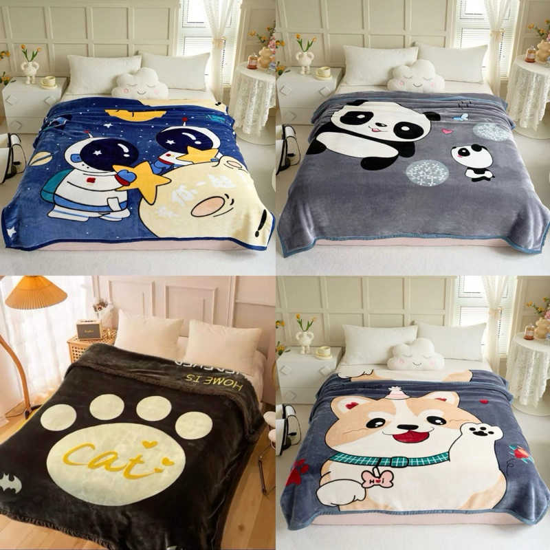 ขนมิ้ง 6 ฟุต 180*200cm ลาย 2 ด้าน นุ่มสวยหม่สบาย 2.2 KG กระเป๋าใส่พร้อมเดินทาง แบบหนานุ่มหลีก 2 ชั้น ยี่ห้อ 2 ชั้น เย็บ