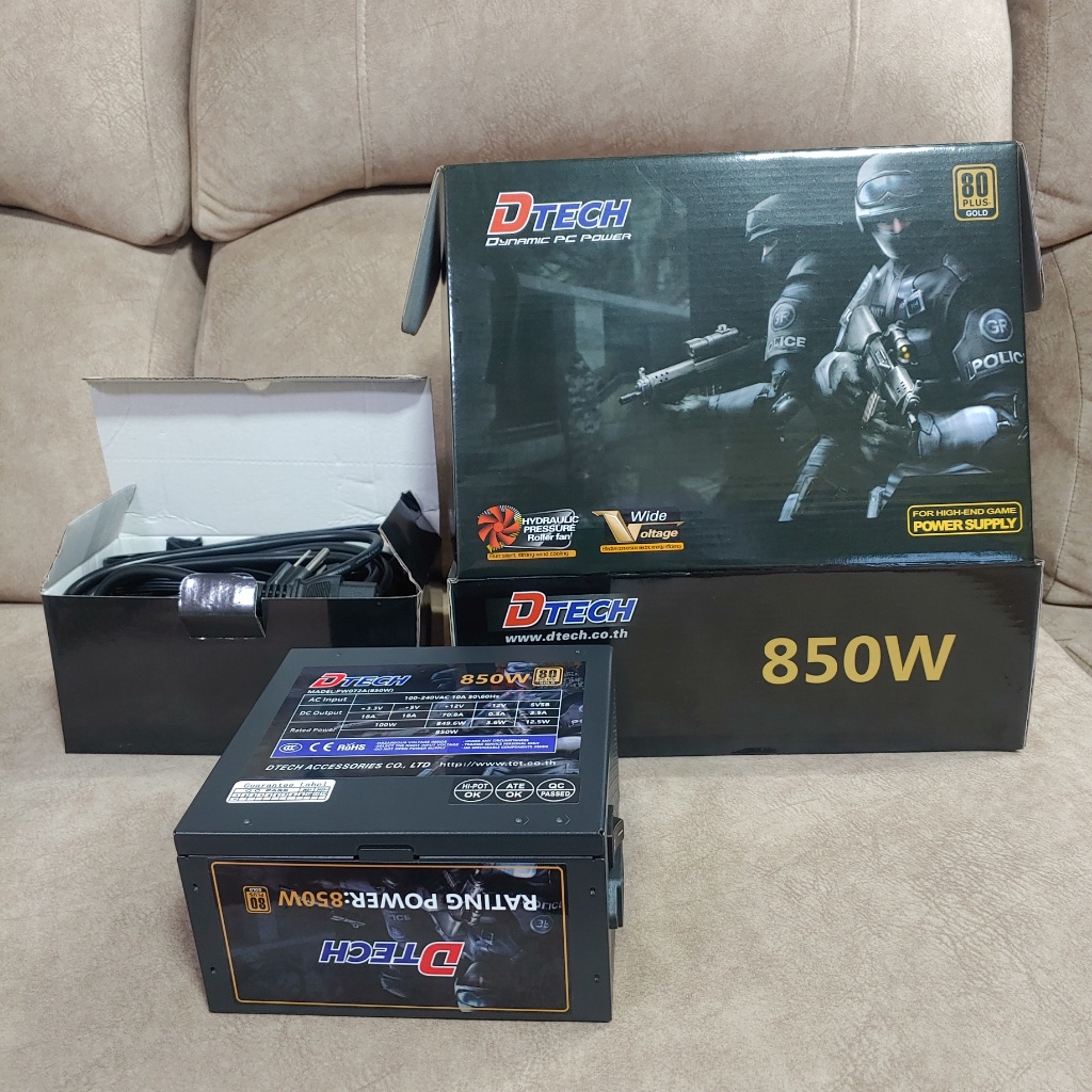 (มือ 2) PSU DTECH 850W (80 Plus Gold) รุ่น PW072A ครบกล่อง ประกันศูนย์ Power Supply PC มาตรฐาน 80+ ส