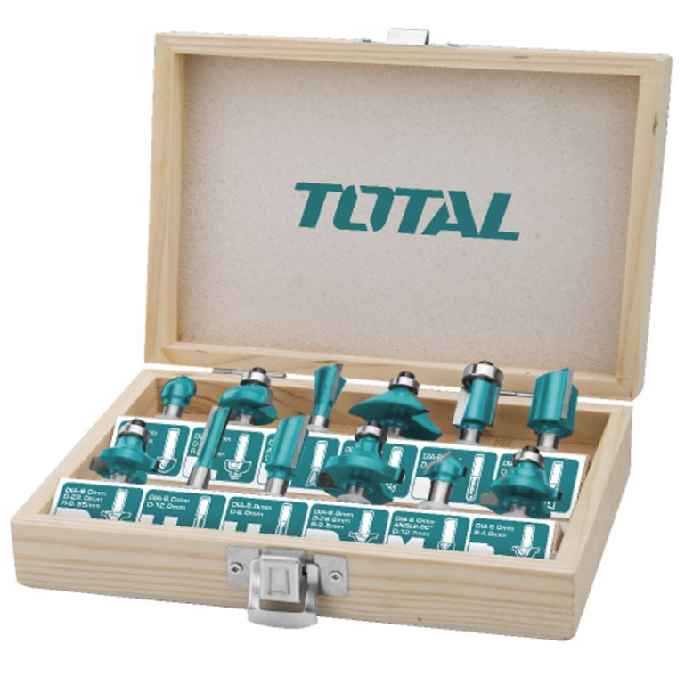 TOTAL ชุด ดอกเราเตอร์ ดอกเร้าเตอร์ 12ตัวชุด ขนาด 1/2” รุ่น TACSR-0102121 ขนาด 1/4" รุ่น TACSR0104121
