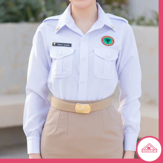ชุดพนักงานกระทรวงสาธารณสุขหญิงพร้อมโลโก้ คอเชิ้ตแขนยาว+กระโปรง(ขายแยกชิ้น)