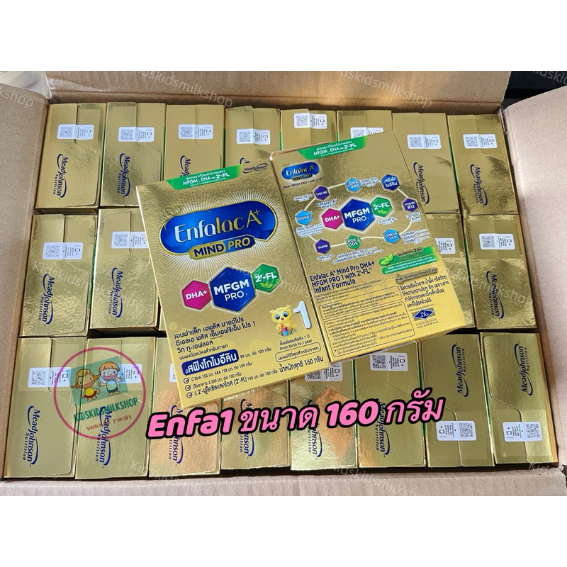 นม เอนฟาแล็ค เอ พลัส Enfalac A+ mind pro ขนาด 160 กรัม x 24 กล่อง สูตร1  หมดอายุ 31/07/2026