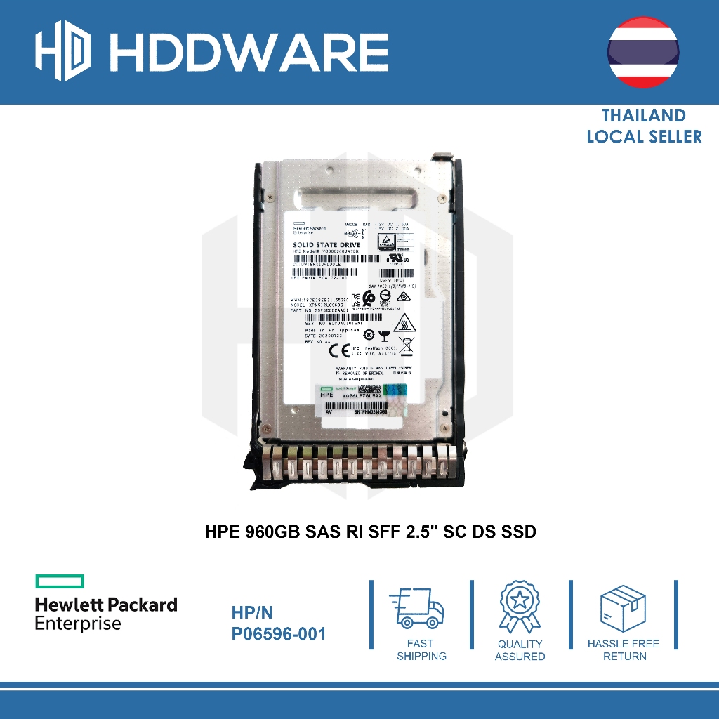 HPE 960GB SAS 2.5" RI SFF SC DS SSD // P06596-001 // P04517-B21 // KPM51RUG960G // SDFBE06CAA01 // P