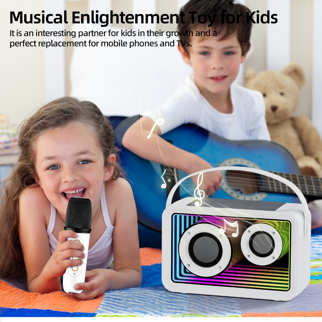 GOOJODOQ Multi functional Mini Karaoke Set with 4 connection modes and 6 voice modes support for TWS pairing