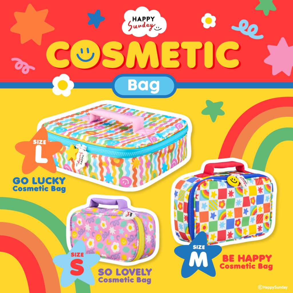 HAPPY SUNDAY COSMETIC BAG | กระเป๋าเครื่องสำอาง 3 ลาย