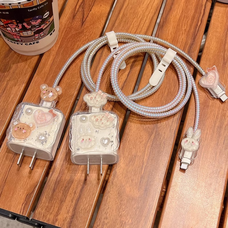 (1ชุด5ชิ้น) เคสถนอมสายชาร์จ 3D น่ารัก สำหรับ Charger Protector เคสป้องกันสายชาร์จแบบสร้างสรรค์เหมาะสำหรับ IP - รูปที่ 2