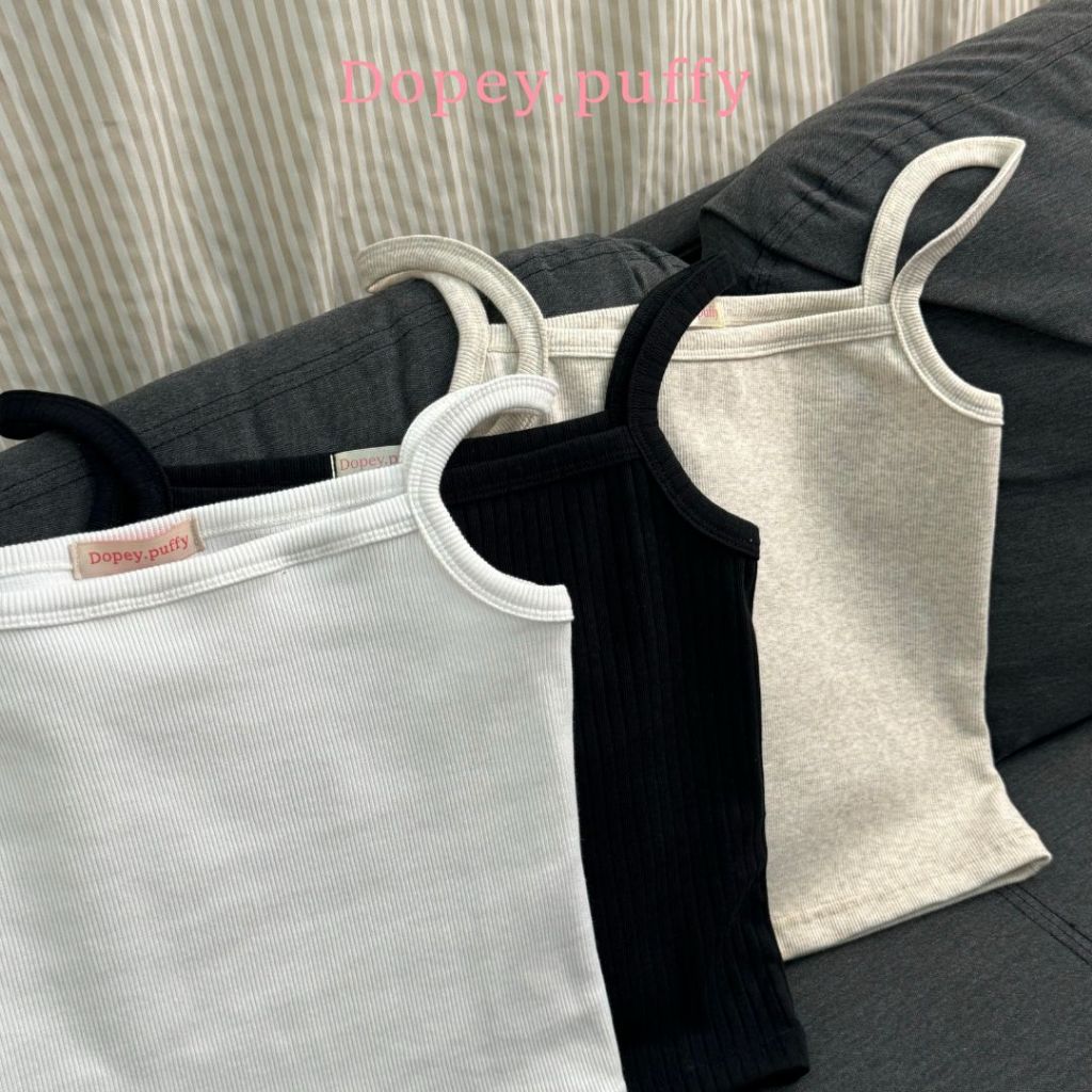 J10 DOPEY PUFFY เสื้อครอปสายเดี่ยวเนื้อผ้าร่อง 2*2 รูปที่ 2