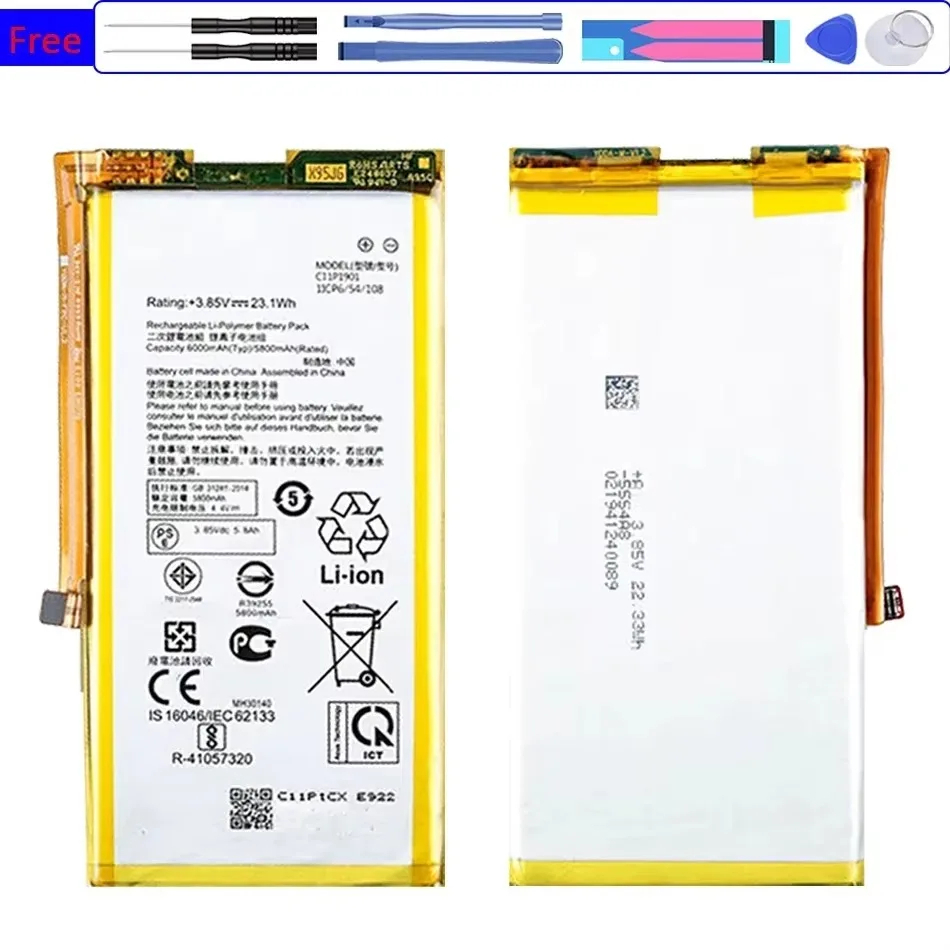 C11P1901 แบตเตอรี่ สำหรับ ASUS ROG 2 ZS660KL/ c11p1901 แบตเตอรี่เกม I001DB แบตเตอรี่ความจุ 6000mAh +