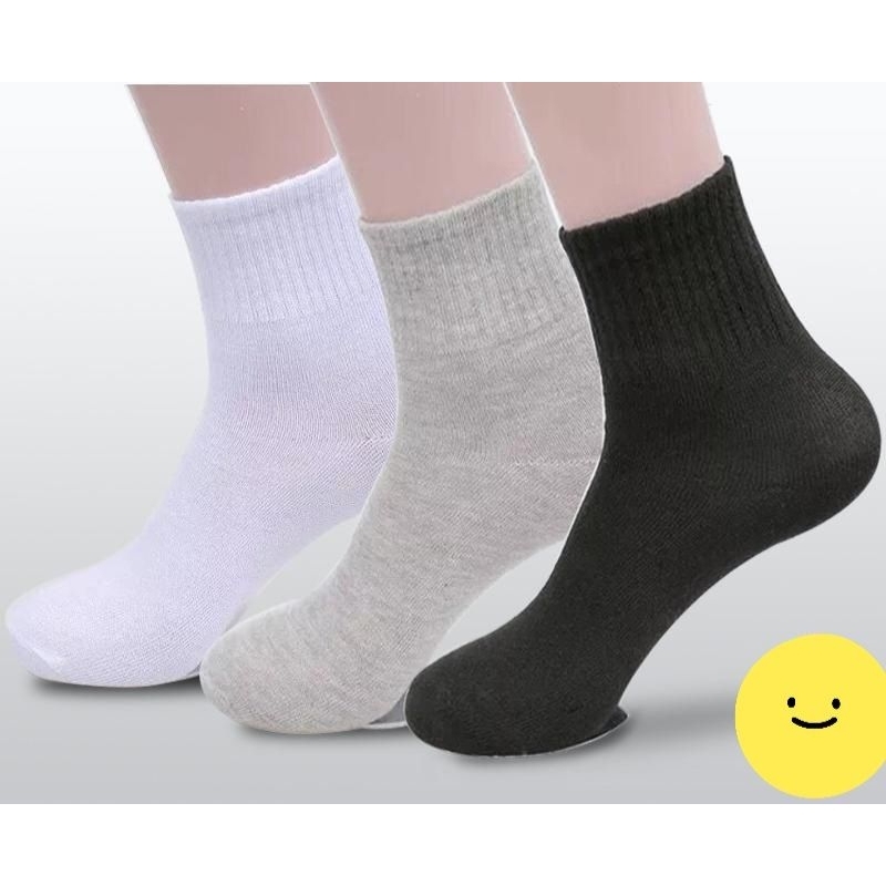 L115 ถุงเท้าสีพื้น ขาว ดำ เทา ข้อสั้น ข้อกลาง ข้อยาว ผ้านุ่ม พร้อมส่งจากไทย - รูปที่ 5