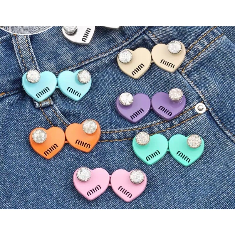 💖MKL💖 กระดุมปรับเอวรูปหัวใจ กางเกงเกงยีนส์ แบบหมุดถอดออกได้  กระดุมโลหะ แฟชั่นถอดออกได้ #Y57